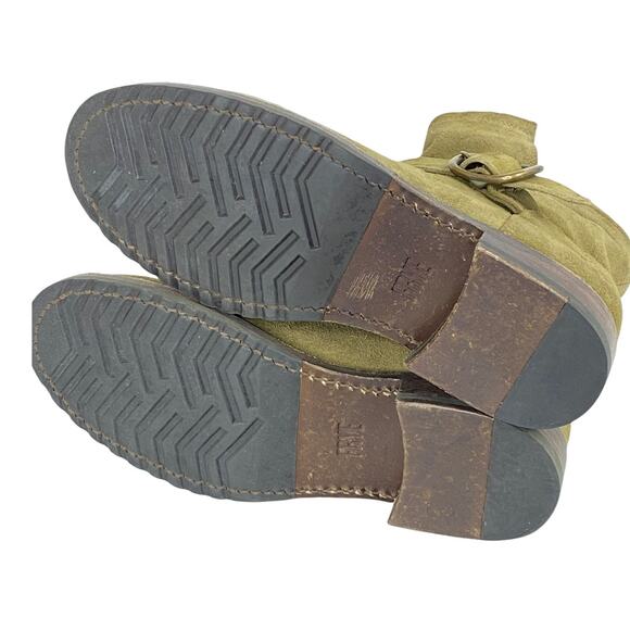 Frye Moto Biker Boot Green Veronica Slouchy Women’s 6 Engineer 70586 Suede NEW - Picture 3 of 8